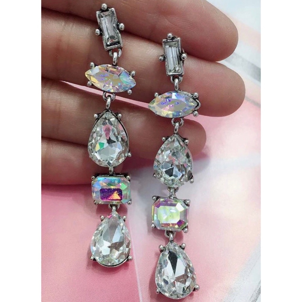 Crystal long glamorous earrings